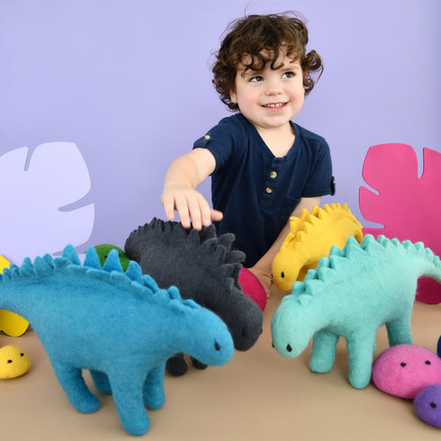 DASHDU - Selfless Stegosaurus - Blue Felt Dinosaur